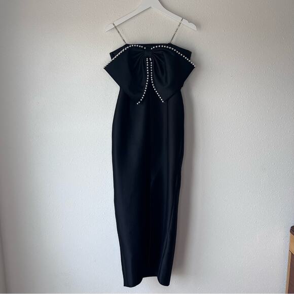 Sachin & Babi Keira Bow Column Gown black pearl Size 6 - Picture 4 of 11